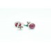 Handcrafted Studs 925 Sterling Silver Natural Red Ruby Precious Cabochon Stone 